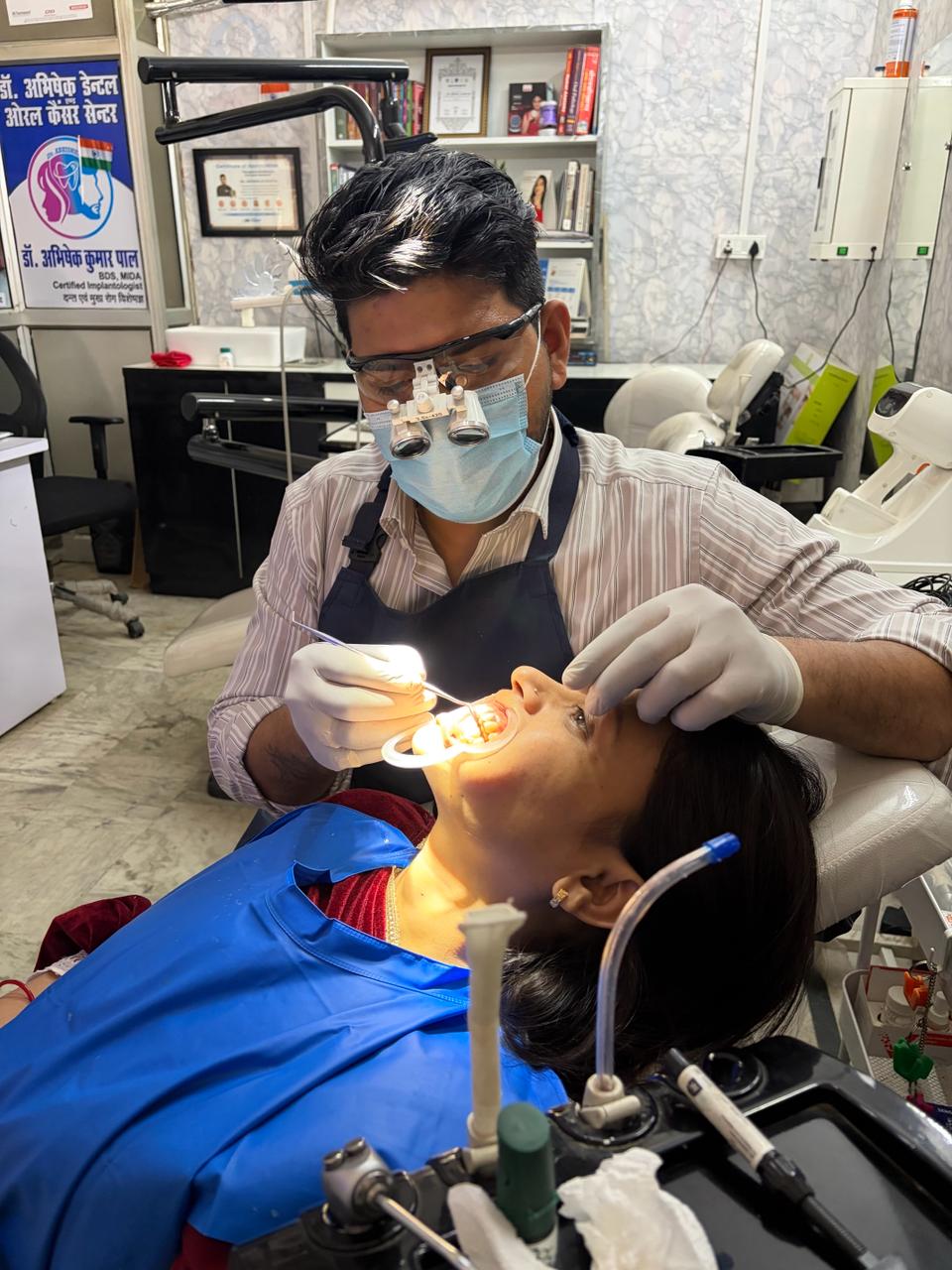Modern treatment room at Dr. Abhishek Dental Clinic Naubasta Kanpur